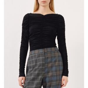 Baum Und Pferdgarten Joselle Top Black Ruched Long Sleeve Top Size M